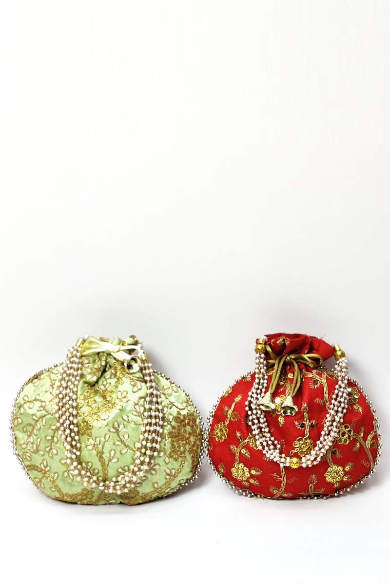 Set Of 2 Beautiful Zardosi Work Potli Bag - Mc251525